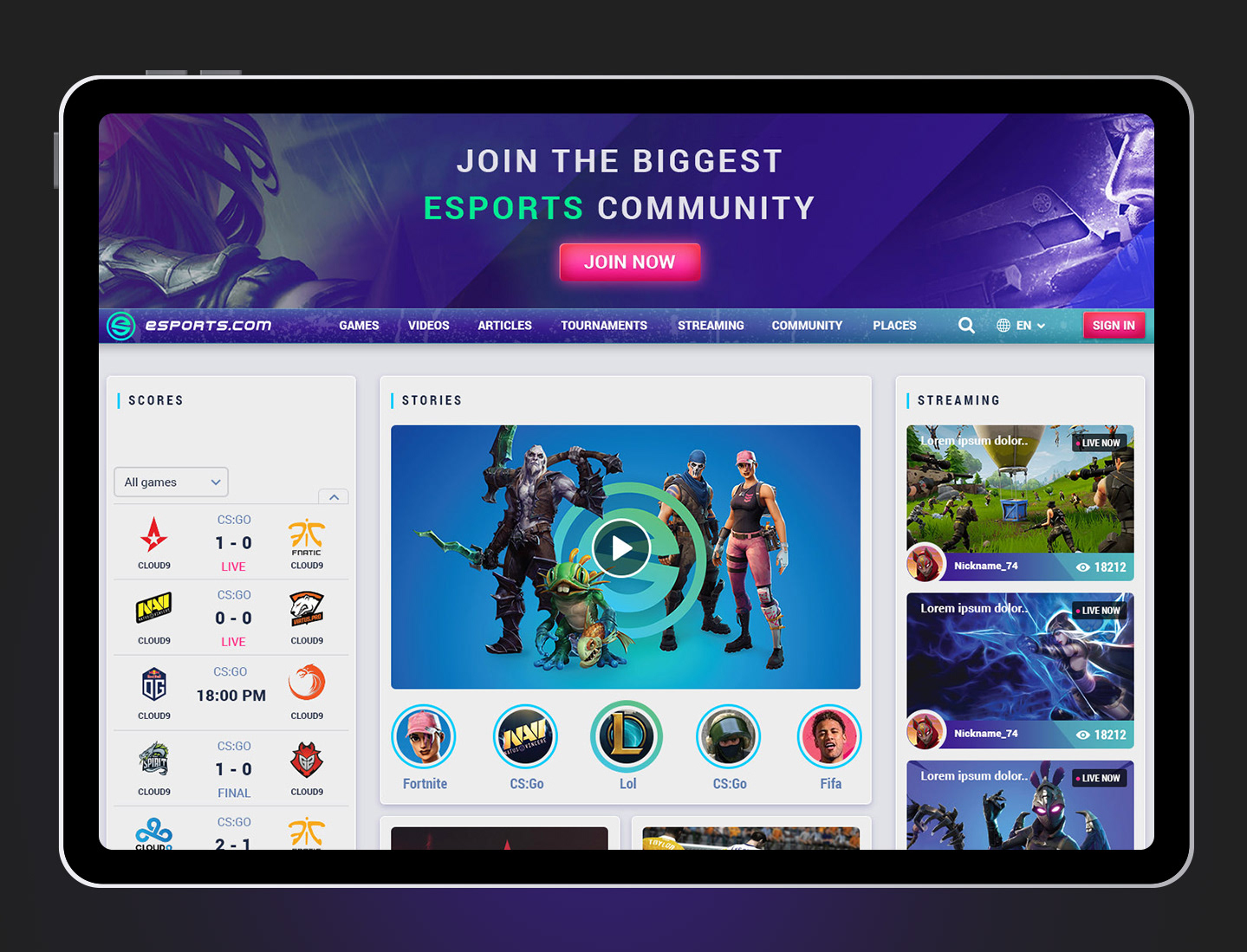ESPORTS.COM, תמונה 1